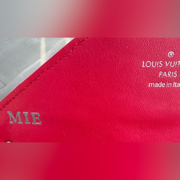 LOUIS VUITTON New Wave Long Wallet Rouge Red Calfskin Silver LV Wrist Strap MIE - Picture 12 of 13